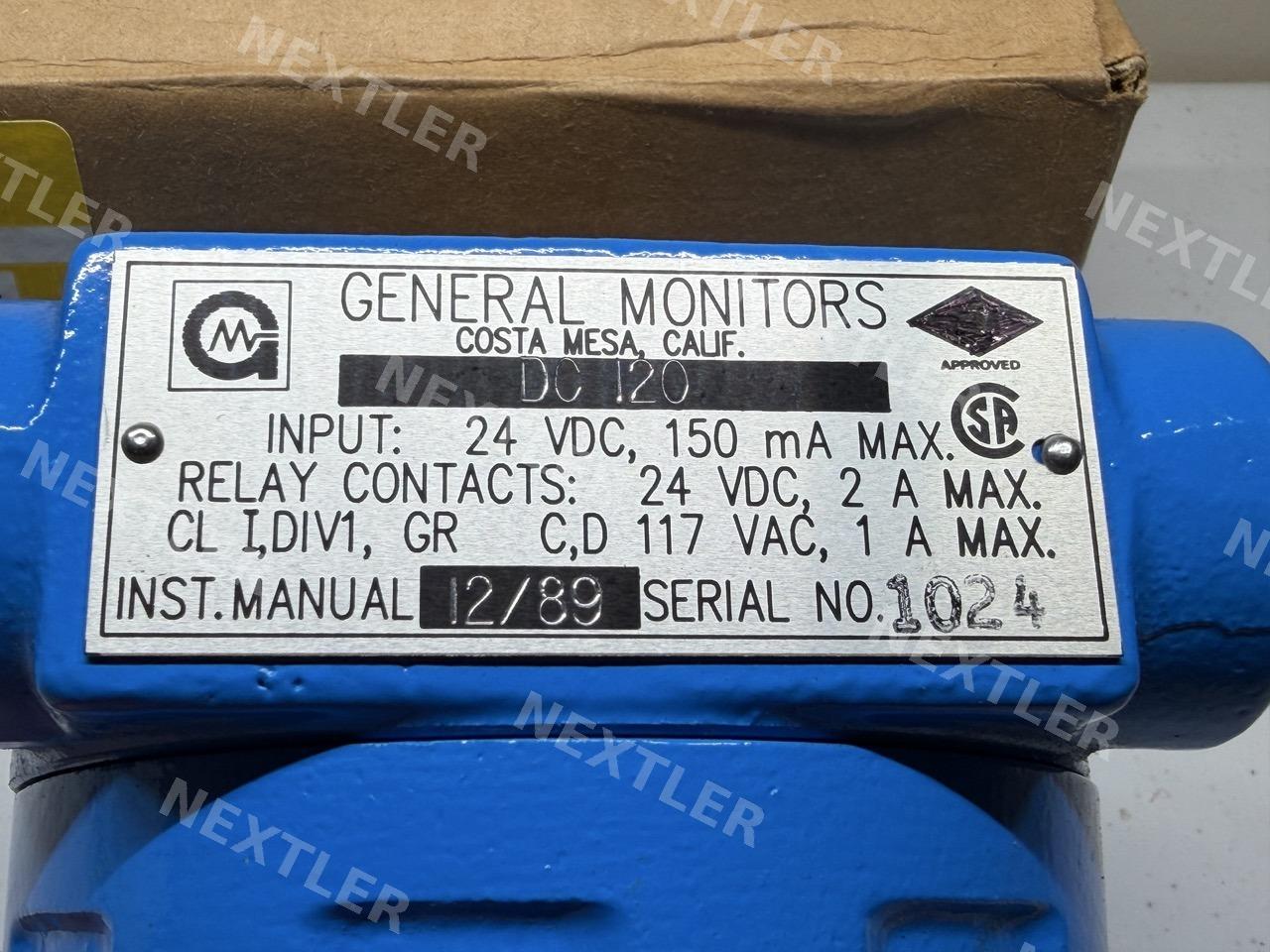 General Monitors DC120 Gas Readout/Relay, Solar P/N 70-30294-10, New - photo 6